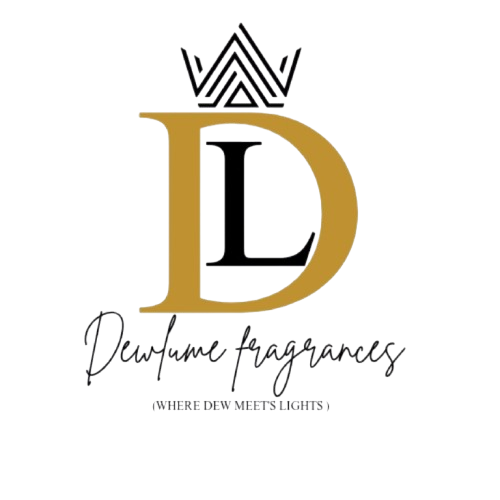 Logo of Dewtime Fragrances with a stylized 'D' and crown on a white background